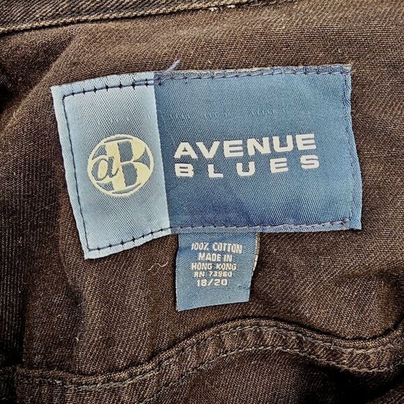 Y2K Avenue Blues Black Denim Jacket Logo Buttons Adjust Hem Womens Plus 18/20 - Picture 3 of 8